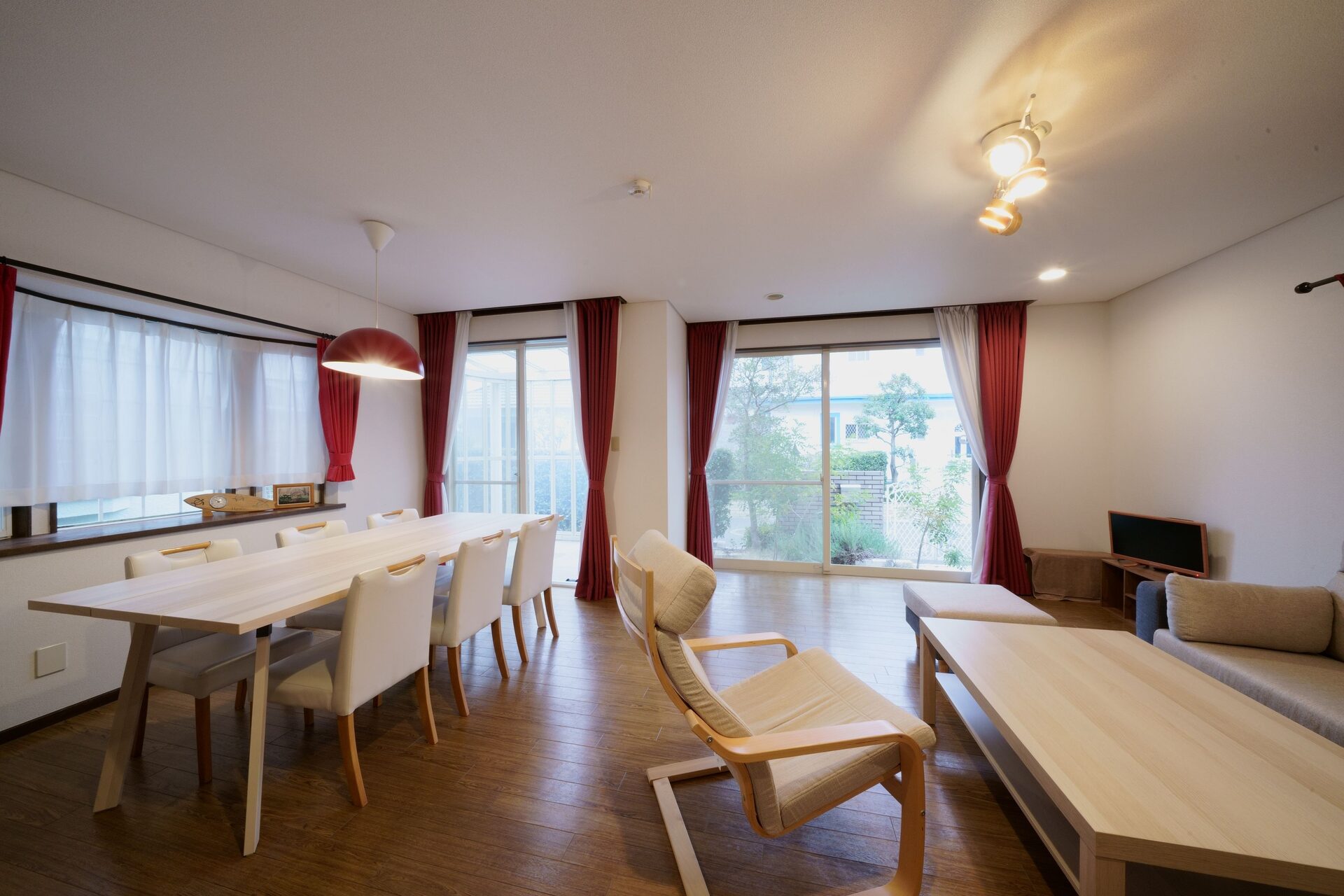 Spacious living and dining area with natural light